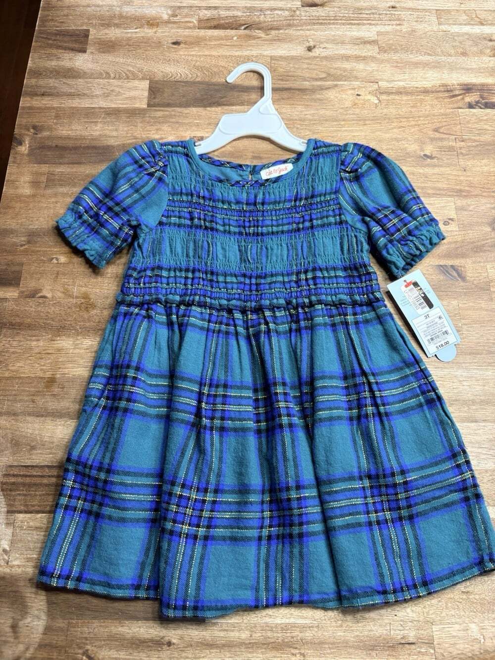 Cat & Jack Black/Green Print Short sleeve Dress - Size 3T - NWT cute